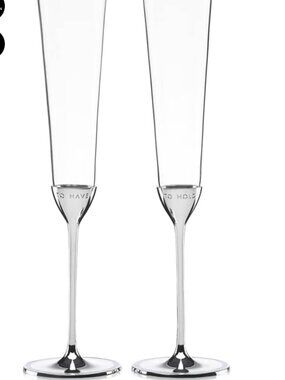 kate spade take the cake silverplate toasting flute pair glasses nwt